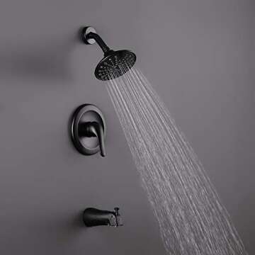 JAKARDA Shower Tub and Shower Trim Kit with 6-Spray Shower Head, cUPC Shower Faucet Set Valve Included (Matte Black)