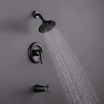JAKARDA Shower Tub and Shower Trim Kit with 6-Spray Shower Head, cUPC Shower Faucet Set Valve Included (Matte Black)