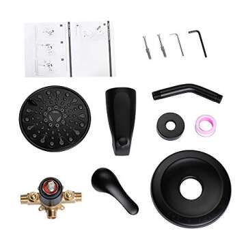 JAKARDA Shower Tub and Shower Trim Kit with 6-Spray Shower Head, cUPC Shower Faucet Set Valve Included (Matte Black)