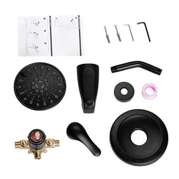 JAKARDA Shower Tub and Shower Trim Kit with 6-Spray Shower Head, cUPC Shower Faucet Set Valve Included (Matte Black)