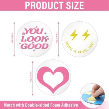 DARENYI 6 inch Preppy Mirror Tiles Preppy Room Decor for Teen Girls, 3Pcs Round Acrylic Mirror Wall ...