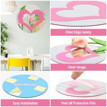 DARENYI 6 inch Preppy Mirror Tiles Preppy Room Decor for Teen Girls, 3Pcs Round Acrylic Mirror Wall Stickers Self Adhesive Mirror Sheets Decorative Mirror for Wall Bathroom Bedroom Living Room