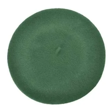 ZLYC Wool Beret Hat Classic Solid Color French Beret for Women (Green)
