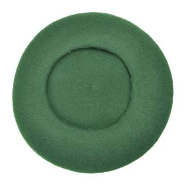 ZLYC Wool Beret Hat Classic Solid Color French Beret for Women (Green)