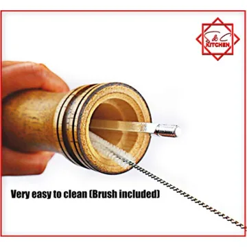 Premium Oak Wood Pepper Mill - 8 Inch Adjustable Grinder