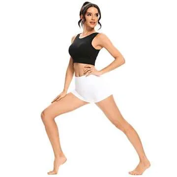LXNMGO Women's 2" High Waist Yoga Shorts Tummy Control Biker Running Workout Compression Shorts for Women White, L