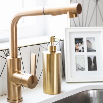 Stylish Yew Design Gold Brass Soap Dispenser for Homes
