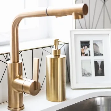 Stylish Yew Design Gold Brass Soap Dispenser for Homes