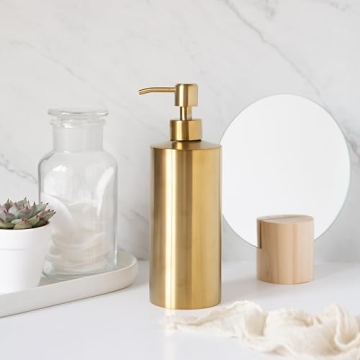 Stylish Yew Design Gold Brass Soap Dispenser for Homes