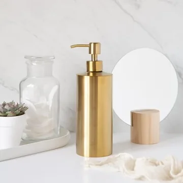 Stylish Yew Design Gold Brass Soap Dispenser for Homes