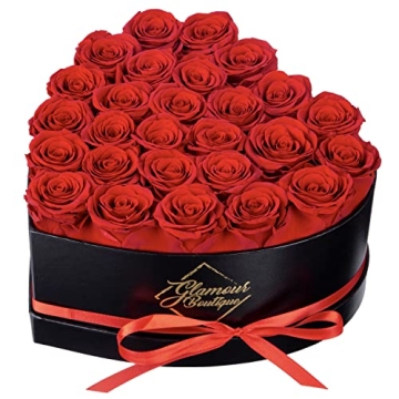 GLAMOUR BOUTIQUE 27 Preserved Roses in a Heart Box - Flowers Forever Valentine's Day, Roses Forever ...