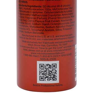 Mitch Stone Session Spray Hairspray - 10 oz. Medium Hold, Flexible, Brushable, Working Hair Spray For Evening Looks, Iron Curls, Heat Styling, Roller Sets. Adds Hold and Control, Body, Adds Root Lift
