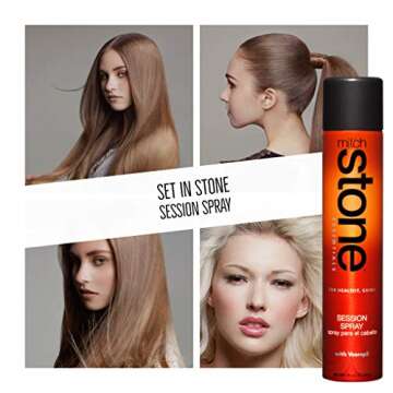 Mitch Stone Session Spray Hairspray - 10 oz. Medium Hold, Flexible, Brushable, Working Hair Spray For Evening Looks, Iron Curls, Heat Styling, Roller Sets. Adds Hold and Control, Body, Adds Root Lift