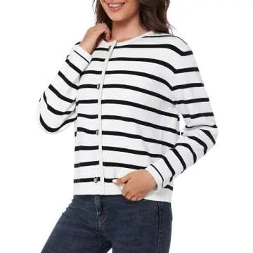 Stylish LATAHUO Striped Cardigan Sweater for Women