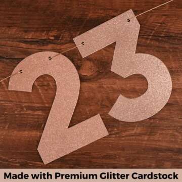 Party101 She's 23 Bitches Banner - 23rd Birthday Decorations For Women - Rose Gold Glitter Happy 23rd Birthday Banner - 23 Year Old Birthday Gift for Her - 23 Birthday Decorations for Women