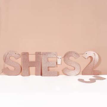 Party101 She's 23 Bitches Banner - 23rd Birthday Decorations For Women - Rose Gold Glitter Happy 23rd Birthday Banner - 23 Year Old Birthday Gift for Her - 23 Birthday Decorations for Women