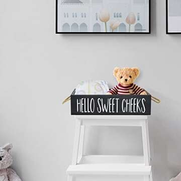 Bathroom Decor Box 2 Sides Funny Toilet Paper Holder Wood Tank Box Over Toilet Paper Storage Basket ...