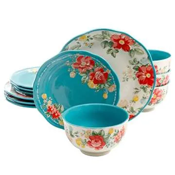 The Pioneer Woman Vintage Floral Dinnerware Set - 12 Pieces Perfect for Everyday Dining and Special ...