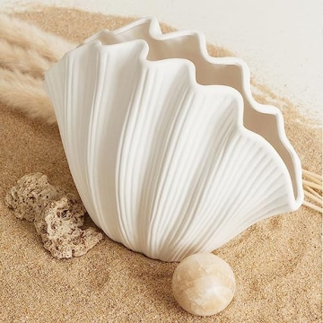 Elegant Coastal Shell-Shaped Ceramic Vase for Home Decor