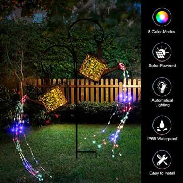 MEREAR Solar Watering Can Lights Outdoor with 8 Multi-Color Changing Modes, IP65 Waterproof Landscap...