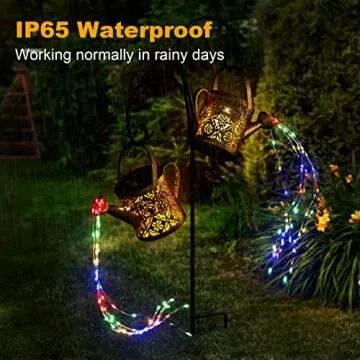 MEREAR Solar Watering Can Lights Outdoor with 8 Multi-Color Changing Modes, IP65 Waterproof Landscape Light Garden Decor, One Pole Two Lights Outside Decorations for Lawn, Backyard, Patio, Chrismas