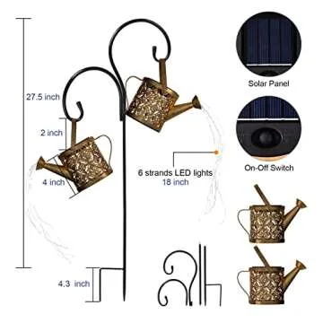 MEREAR Solar Watering Can Lights Outdoor with 8 Multi-Color Changing Modes, IP65 Waterproof Landscape Light Garden Decor, One Pole Two Lights Outside Decorations for Lawn, Backyard, Patio, Chrismas