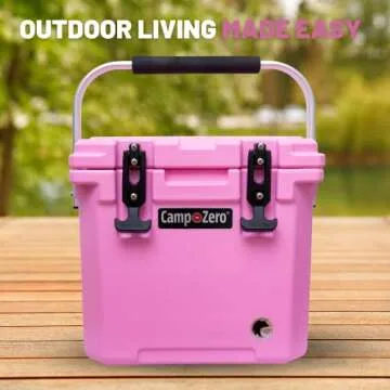 CAMP-ZERO 12L-12.6 Quart Portable Hard Cooler Ice Chest, Perfect for Drinks, Lunch, Beach, Picnics, Boating, Camping and Travel with 2 Molded-in Cup Holders and Folding Aluminum Handle