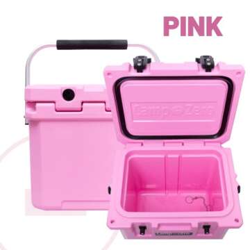 CAMP-ZERO 12L-12.6 Quart Portable Hard Cooler Ice Chest, Perfect for Drinks, Lunch, Beach, Picnics, Boating, Camping and Travel with 2 Molded-in Cup Holders and Folding Aluminum Handle