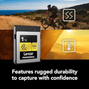 Lexar 1TB Professional CFexpress Type B Memory Card GOLD Series, Up To 1900MB/s Read, Raw 8K Video Recording, Supports PCIe 3.0 and NVMe (LCXEXPR001T-RNENG)