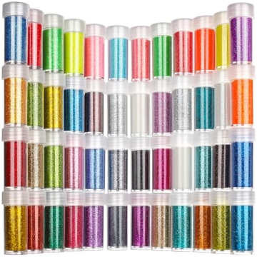 Teenitor 48 Colors Glitter Set, Fine Glitter for Resin, Arts and Craft Supplies Glitter, Festival Gl...