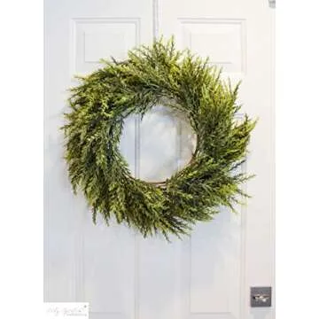 Admired By Nature 25" Faux Chinese Cedar Holiday Christmas Wreath for Front Door Home Decor, Wall Ch...