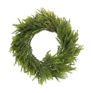 Admired By Nature 25" Faux Chinese Ceder Holiday Christmas Wreath for Front Door Home Decor, Wall Christmas Décor Indoor Outdoor Christmas Decorations, Cemetery Wreaths, Winter Wreath Decor, Green