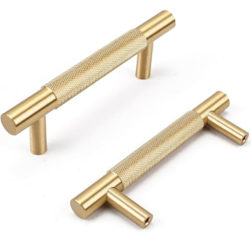 RZDEAL 4Pcs 3-3/4 Inch Solid Brass Cabinet Pulls Kitchen Cupboard Handles Modern Drawer Pulls Bathro...
