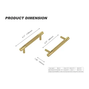 Elegant RZDEAL Solid Brass Cabinet Pulls - 4Pcs Gold Handles