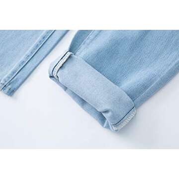 AvaCostume Women's Adjustable Strap Ripped Denim Overalls ALightBlue S