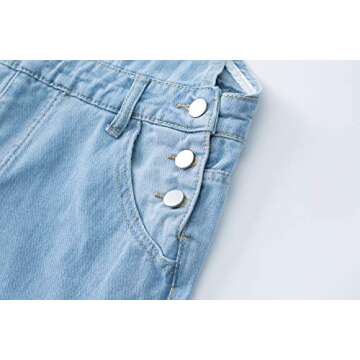 AvaCostume Women's Adjustable Strap Ripped Denim Overalls ALightBlue S