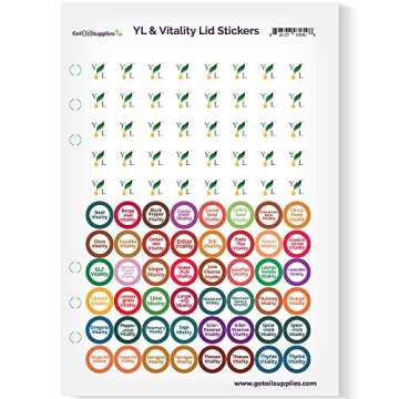 Young Living Essential Oil Labels Bottle Cap Stickers for YL EO Bottles 7 Sheets 616 Lid Stickers fo...