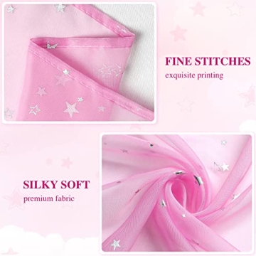 Charming WUBODTI Sheer Pink Star Curtains for Kids