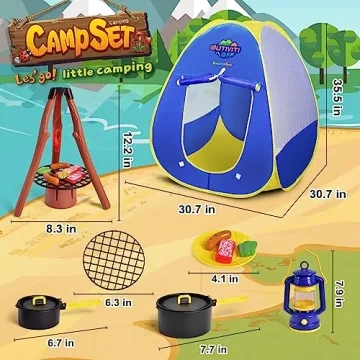 Kids Play Tent with Camping Toys for Toddlers Indoor Outdoor Fun