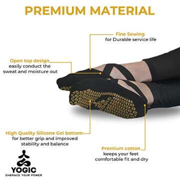 YOGIC Non-Slip Yoga Socks for Women & Men - 2 Pairs