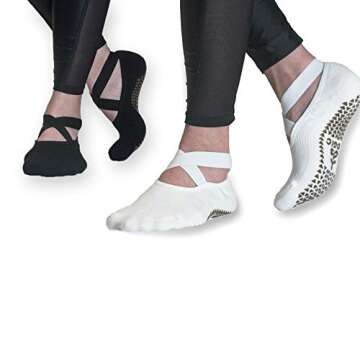 YOGIC Non-Slip Yoga Socks for Women & Men - 2 Pairs