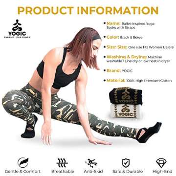 YOGIC Non-Slip Yoga Socks for Women & Men - 2 Pairs