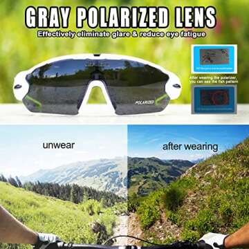 JXFUKAL Polarized Cycling Glasses with 5 Replaceable Lenses, UV400 Protection Sports Sunglasses Wind...