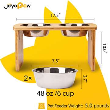 JoyoPaw Elevated Dog Bowls - Eco-Friendly Bamboo Raised Feeder for Medium & Large Dogs