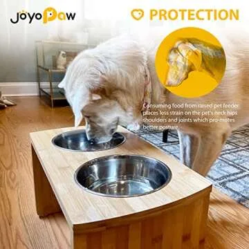 JoyoPaw Bamboo Elevated Dog Bowls for All Dogs 10" Tall