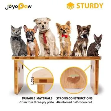 JoyoPaw Bamboo Elevated Dog Bowls for All Dogs 10" Tall