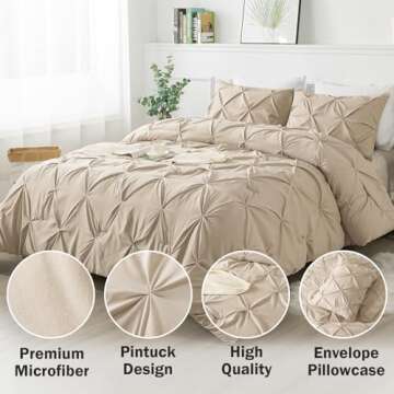 Andency California King Comforter Set Khaki (104x96Inch), Pinch Pleat Cal King Comforter Set 3 Piece...
