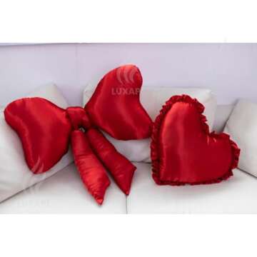 Luxape Bow Pillow - Big Bow Throw Pillow - Bow Shaped Pillow - Silky Satin - Coquette Decor - Bow Room Decor - Pink Bow Pillow - Bow Nursery Decor - red Room Decor