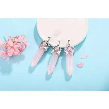 XIANNVXI Rose Quartz Pendant Necklace - Healing Jewelry