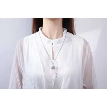 XIANNVXI Rose Quartz Pendant Necklace - Healing Jewelry
